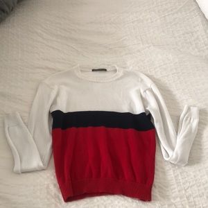Brandy Melville red white and blue cropped sweater